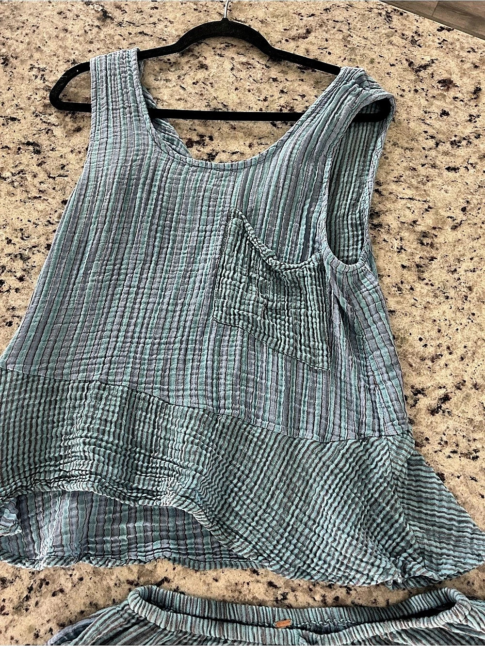 Free People Anna Belle Set Striped Tank Top Blue & Green Small